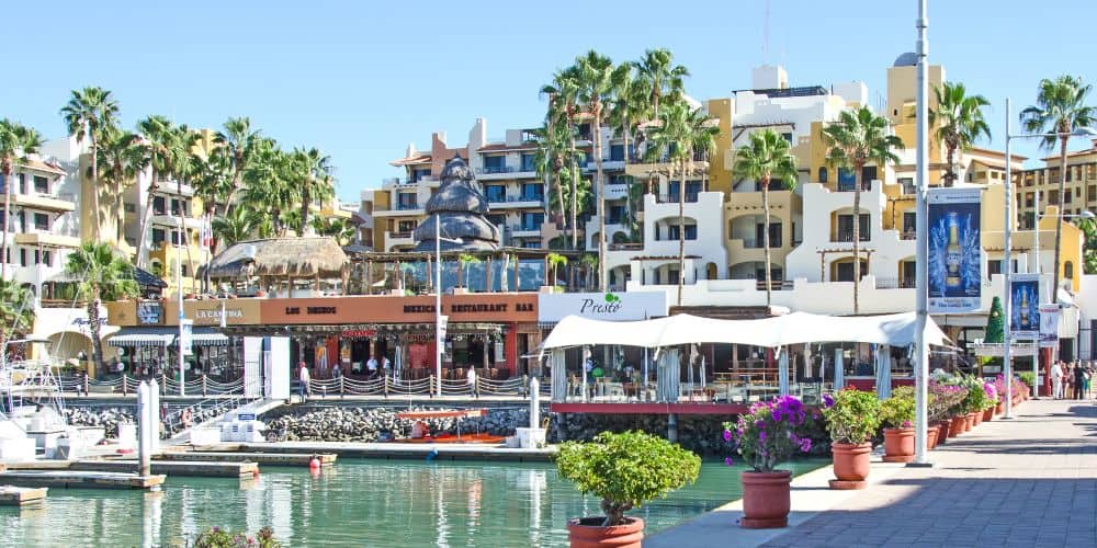 The harbor and shops in Cabo San Lucas